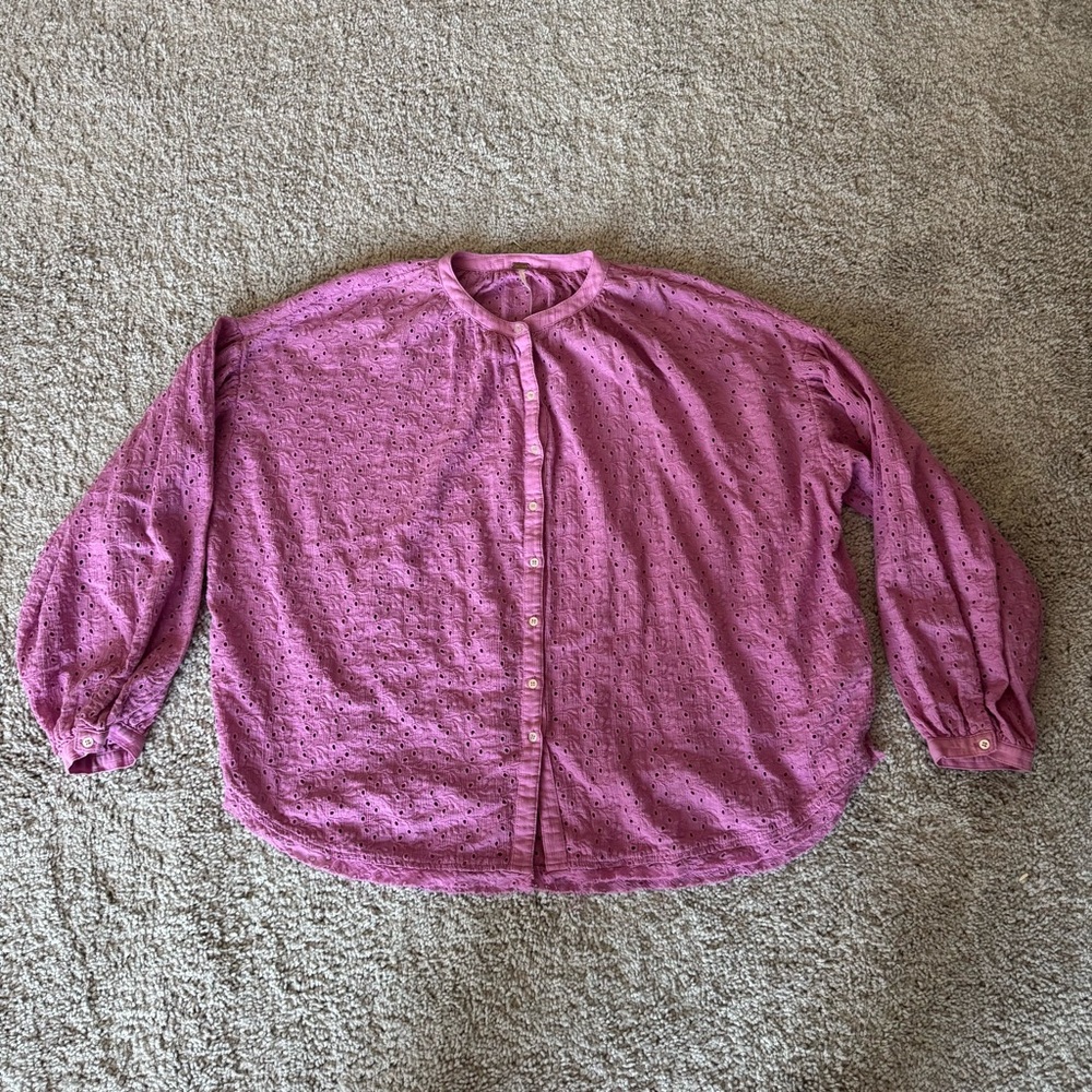Free People Women's Maddison Eyelet Blouse SZ S Orchid - Picture 3 of 6